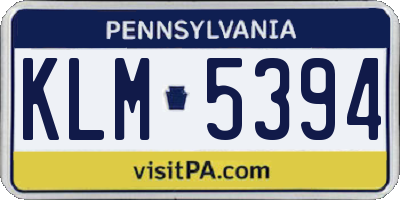 PA license plate KLM5394