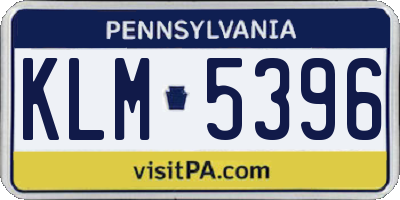 PA license plate KLM5396