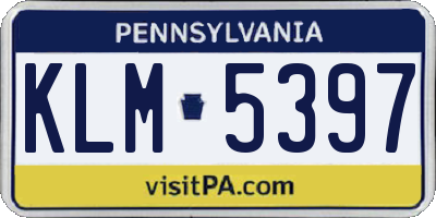 PA license plate KLM5397