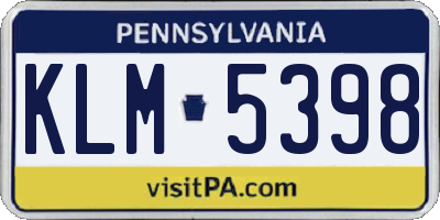 PA license plate KLM5398