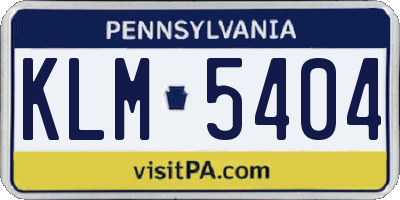 PA license plate KLM5404
