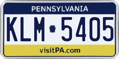 PA license plate KLM5405