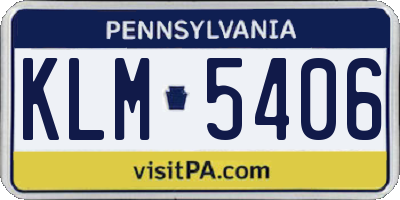 PA license plate KLM5406