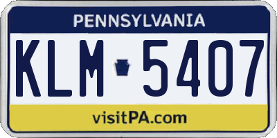 PA license plate KLM5407