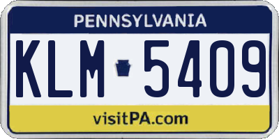 PA license plate KLM5409