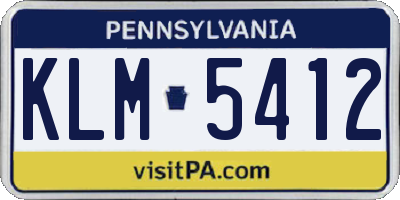 PA license plate KLM5412