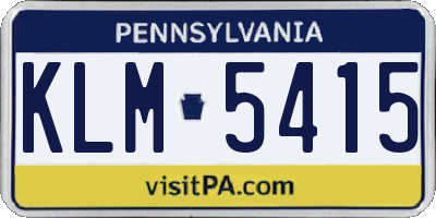 PA license plate KLM5415