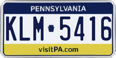 PA license plate KLM5416