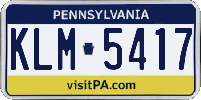 PA license plate KLM5417