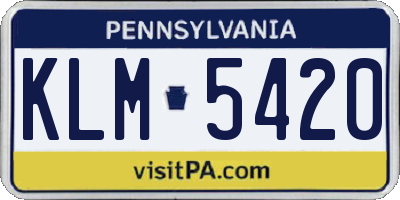 PA license plate KLM5420
