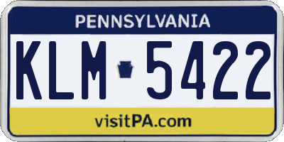 PA license plate KLM5422