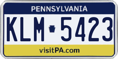 PA license plate KLM5423