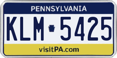 PA license plate KLM5425
