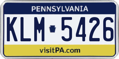 PA license plate KLM5426