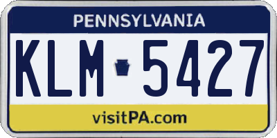 PA license plate KLM5427