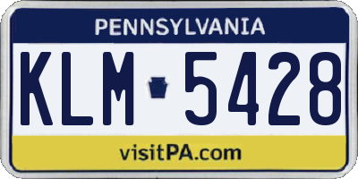 PA license plate KLM5428