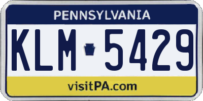 PA license plate KLM5429