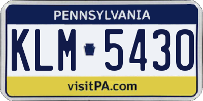 PA license plate KLM5430