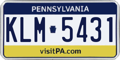 PA license plate KLM5431