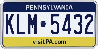 PA license plate KLM5432