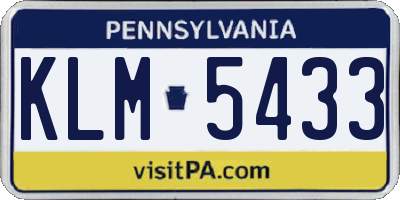 PA license plate KLM5433