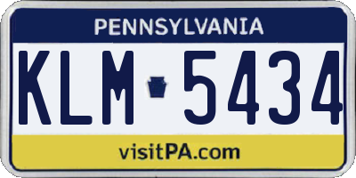 PA license plate KLM5434