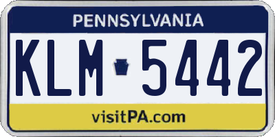 PA license plate KLM5442