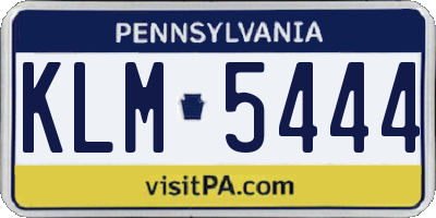 PA license plate KLM5444
