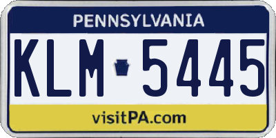 PA license plate KLM5445