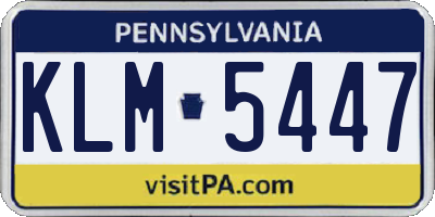 PA license plate KLM5447
