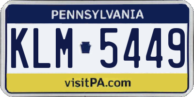 PA license plate KLM5449