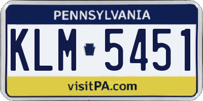 PA license plate KLM5451