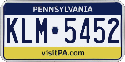 PA license plate KLM5452