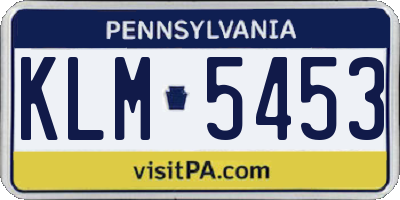 PA license plate KLM5453