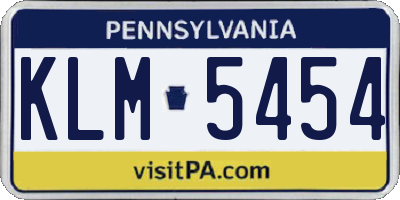 PA license plate KLM5454