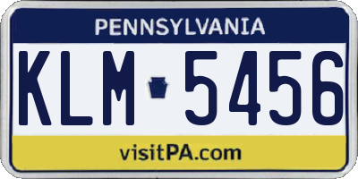 PA license plate KLM5456