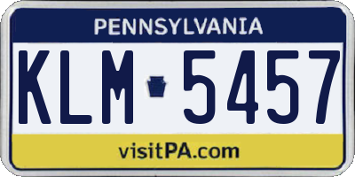PA license plate KLM5457