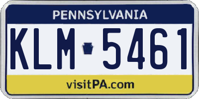 PA license plate KLM5461