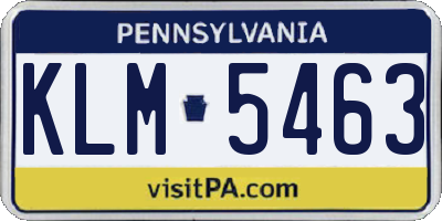 PA license plate KLM5463