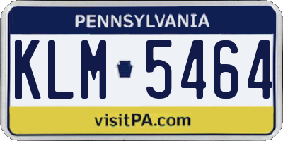 PA license plate KLM5464