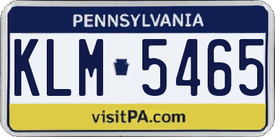 PA license plate KLM5465