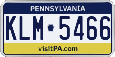 PA license plate KLM5466