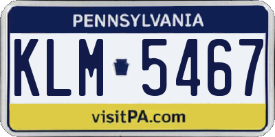 PA license plate KLM5467