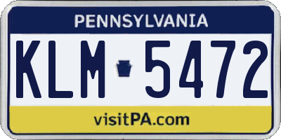 PA license plate KLM5472