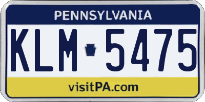 PA license plate KLM5475