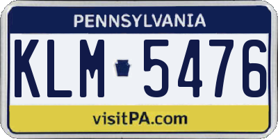 PA license plate KLM5476
