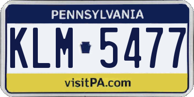 PA license plate KLM5477