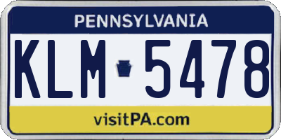 PA license plate KLM5478