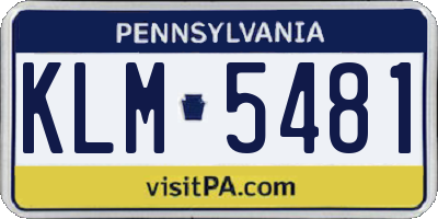 PA license plate KLM5481