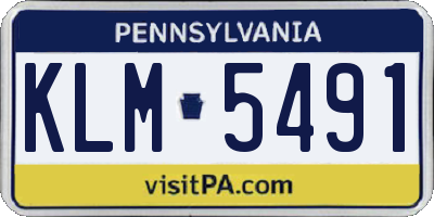 PA license plate KLM5491